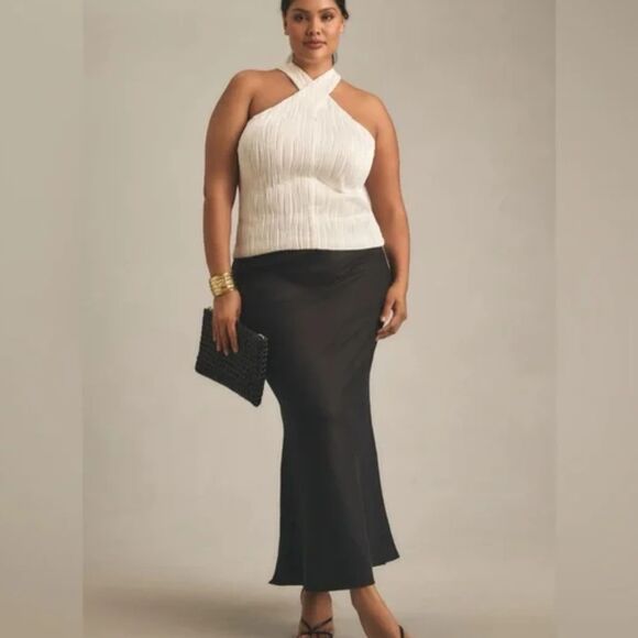 NWT Anthropologie Cross-Neck Halter Tank Top in White - Picture 3 of 9